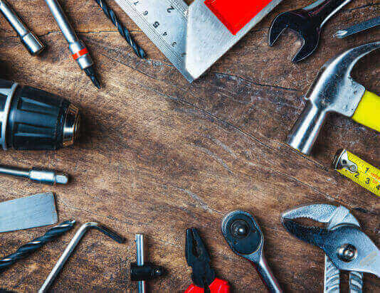 Tools and Hardware on a Table