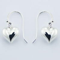 Petite Sterling SIlver Puffed Hearts Dangle Earrings 2.77 Grams NEW