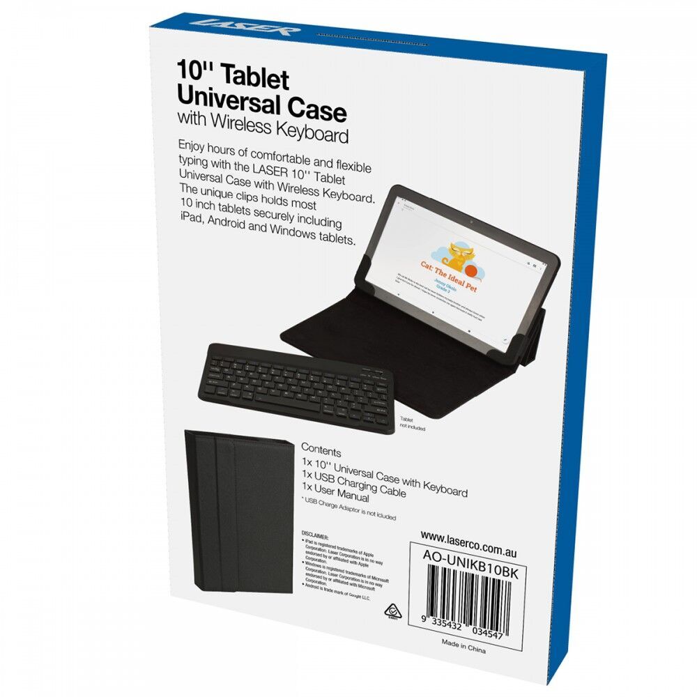 Laser 10" Tablet Universal case with Wireless Keyboard *New in box*
