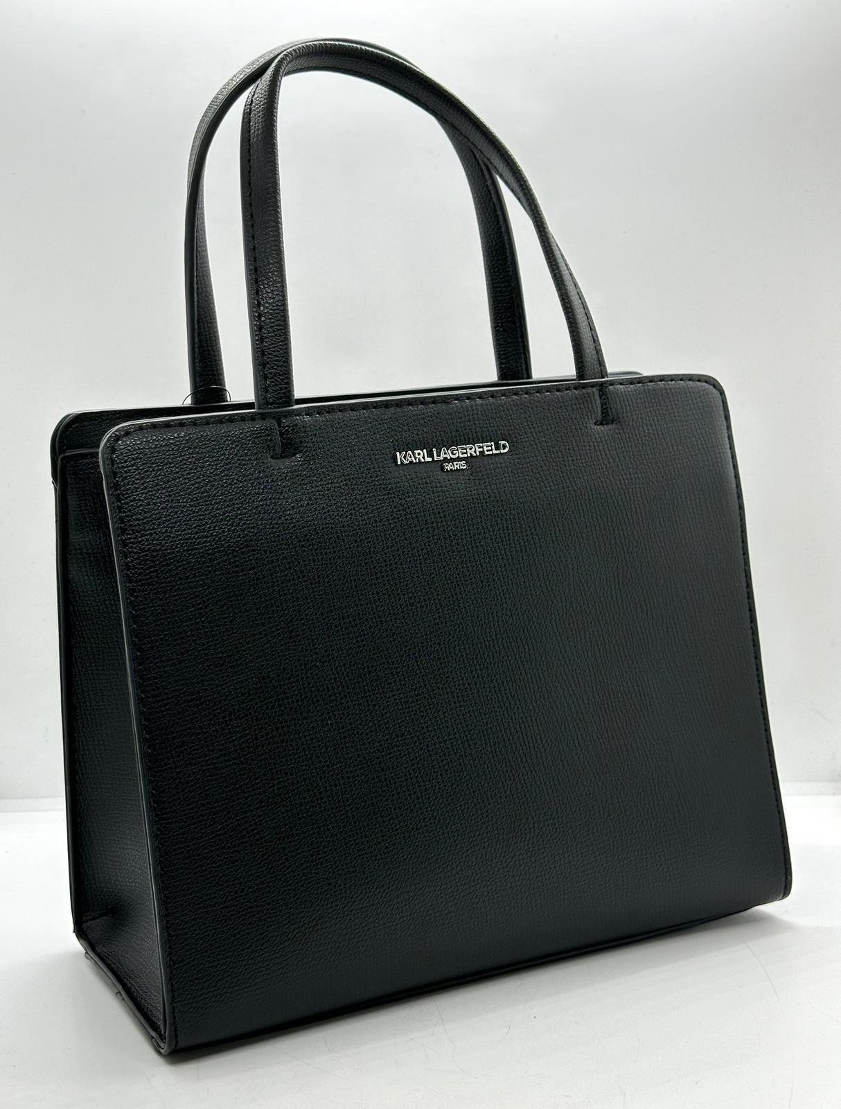 Karl Lagerfeld Paris Maybelle Satchel Handbag Black Silver