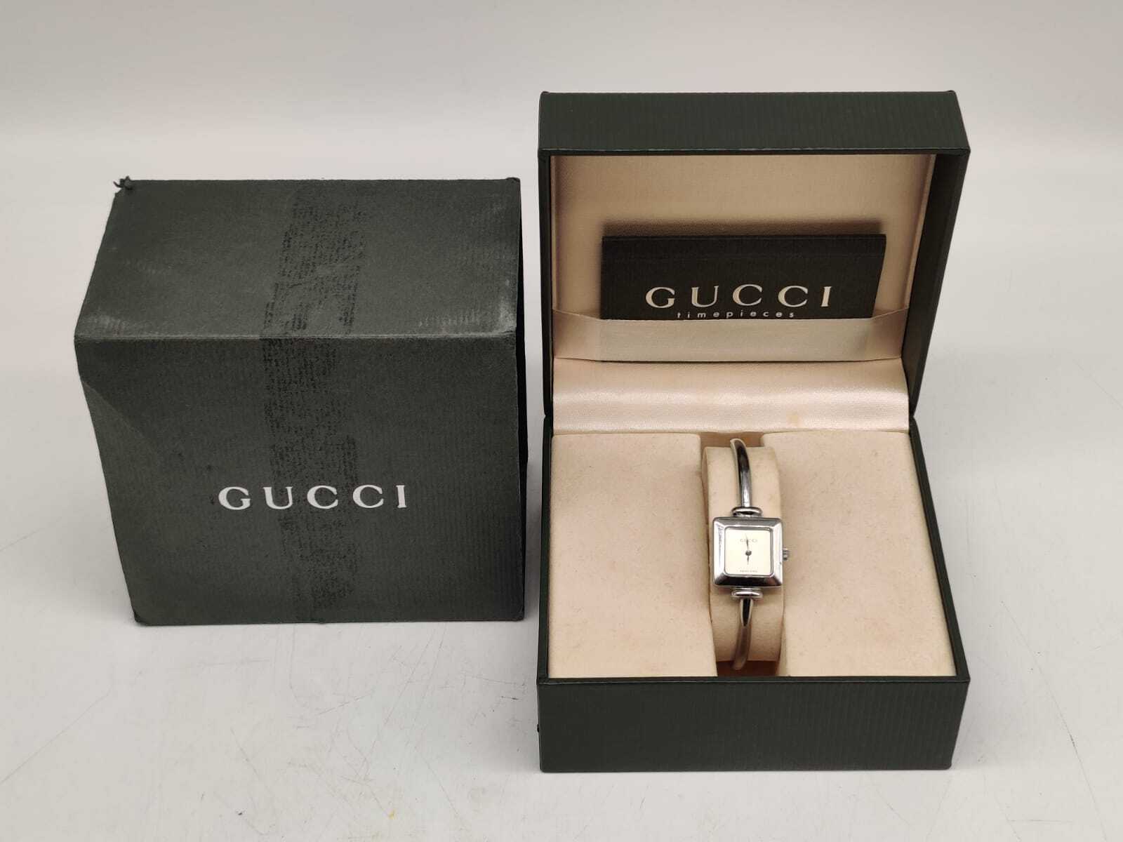 Gucci Swiss Made 1900L Stainless Steel Square Case Ladies Watch with Box