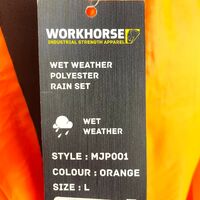 Workhorse Workwear Rain Set Pants and Jacket Orange Size L MJP001