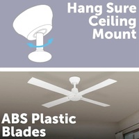 Arlec CSF122W 120cm 4 Blade Ceiling Fan White Reversible Summer Winter