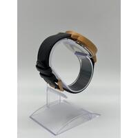 Brandon Ellis x Uncle Jack Unisex Black Gold Rose Leather Band Watch