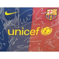 FC Barcelona 2008-09 Lionel Messi Signed Jersey and Team Auto Framed COA