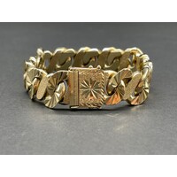 Mens 9ct Yellow Gold Chunky Curb Link Bracelet (Pre-Owned)