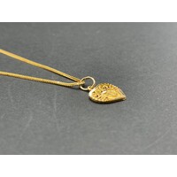 Ladies 22ct Yellow Gold Box Link Necklace & 'U' Heart Pendant (Pre-Owned)