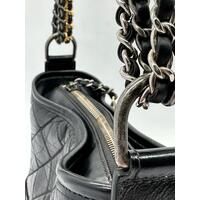 Chanel Aged Calfskin Quilted Small Gabrielle Hobo Black Bag