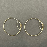 Ladies 18ct Yellow Gold Round Hoop Flower Earrings