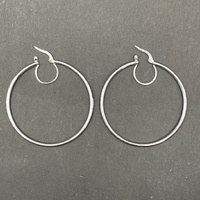 Large View Ladies 9ct White Gold Round Hoop Earrings