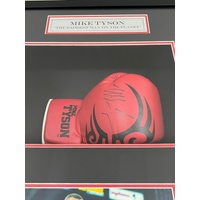 Mike Tyson Signed Gloves and Prints with 2x Fight Tickets in Frame with COA