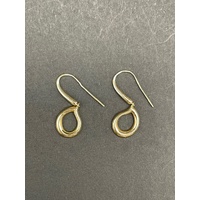 Ladies 10ct Yellow Gold Tear Drop Dangle Earrings
