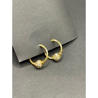 Ladies 21ct Yellow Gold Cubic Zirconia Hoop Earrings