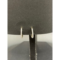 Ladies 9ct Yellow Gold Oval Hoop Diamond Earrings