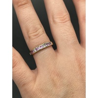 Ladies 9ct Yellow Gold Pink Gemstones and Diamonds Ring