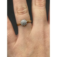 Ladies 9ct Yellow Gold Diamond Cluster Ring