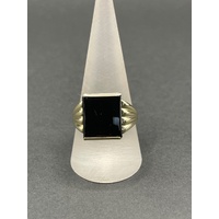 Men's 9ct Yellow Gold Black Onyx Gemstone Ring