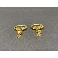 Ladies 22ct Yellow Gold Round Hoop Dangle Earrings
