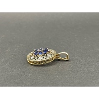 Ladies 9ct Yellow Gold Round Gemstone Pendant