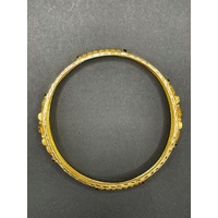 Ladies 23ct Yellow Gold Round Pattern Bangle