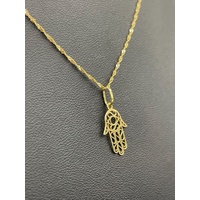 Ladies 18ct Yellow Gold Margarita Twist Link Necklace with Hand Pendant