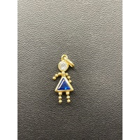 Ladies 9ct Yellow Gold Girl Figure Gemstone Pendant