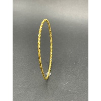 Ladies 21ct Yellow Gold Round Twist Bangle