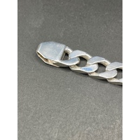 Mens 925 Sterling Silver ID Curb Link Bracelet