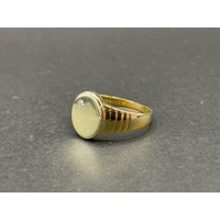 Mens 9ct Yellow Gold Oval Signet Diamond Ring