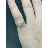 Ladies 9ct White Gold Diamond Halo Ring