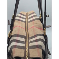Burberry Mason House Check Canvas and Leather Diaper Tote Bag with Dust Bag Box