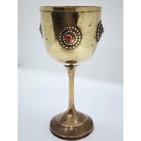 Vintage Brass Goblet with Ornamental Inlay 15cm