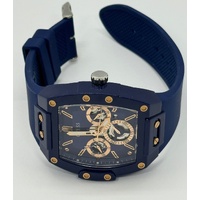 Guess GW0203G7 Mens Blue Multi Function Analog Display Silicone Watch