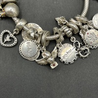 Ladies 925 Sterling Silver Snake Link Charm Bracelet