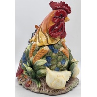 St. Andrews Handmade and Hand Decorated Ceramic Rooster Jar and Lid