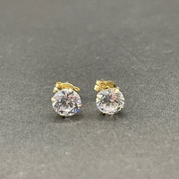 Unisex 9ct Yellow Gold Cubic Zirconia Stud Earrings