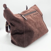 Evity Suede Leather Tote Handbag Classic Brown