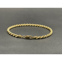 Ladies 9ct Yellow Gold Rope Link Bracelet