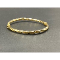 Ladies 9ct Yellow Gold Round Hinged Bangle