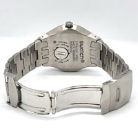 Swatch Mens Brown Dial Stainless Steel Quartz Watch Day Date Swiss Made