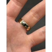 Mens 9ct Yellow Gold Wave Pattern Ring