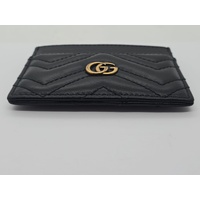Gucci GG Marmont Black Leather Card Holder Authentic Designer Wallet