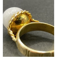 Ladies 9ct Yellow Gold White Dome Ring