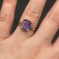 Ladies 9ct Yellow Gold Purple Gemstone Ring