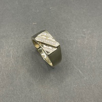 Mens 9ct Yellow Gold Signet Diamond Ring