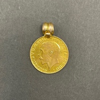 Unisex 22ct Yellow Gold Half Sovereign Coin Pendant