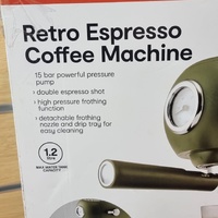 Anko Retro Espresso Coffee Machine 1.2L Green Vintage Style Home Cafe