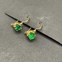 Ladies 18ct Yellow Gold Green Gemstone Dangle Earrings