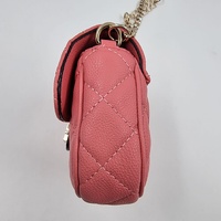 Guess Pink Quilted Mini Crossbody Bag with Chain Strap Flap Closure