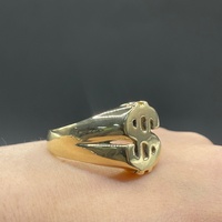 Mens 9ct Yellow Gold Dollar Sign Ring